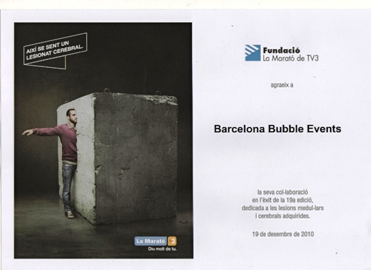 Burbujas de jabón solidarias con la Marato TV3 año 2010